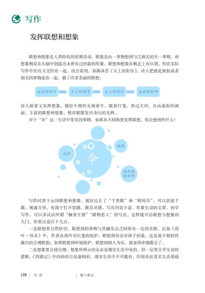 七年级语文上册-写作 发挥联想和想象(P128-P129)