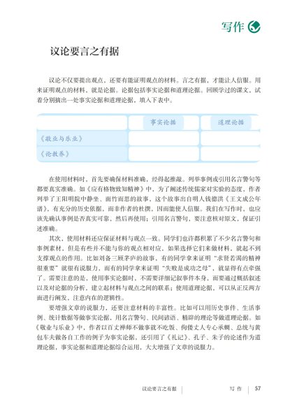 九年级语文上册-写作 议论要言之有据(P57-P58)