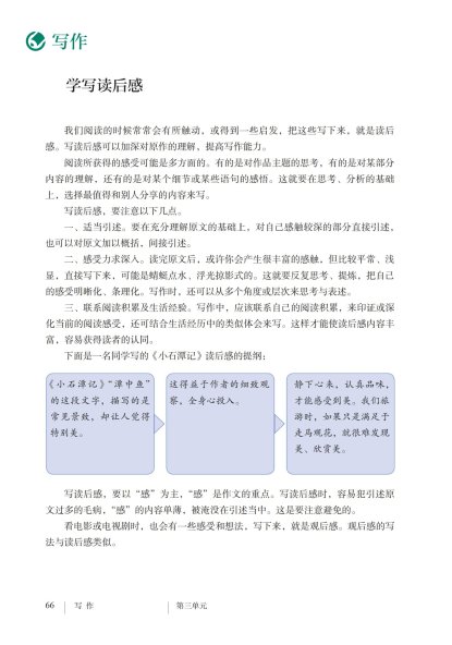八年级语文下册-写作 学写读后感(P66-P67 )